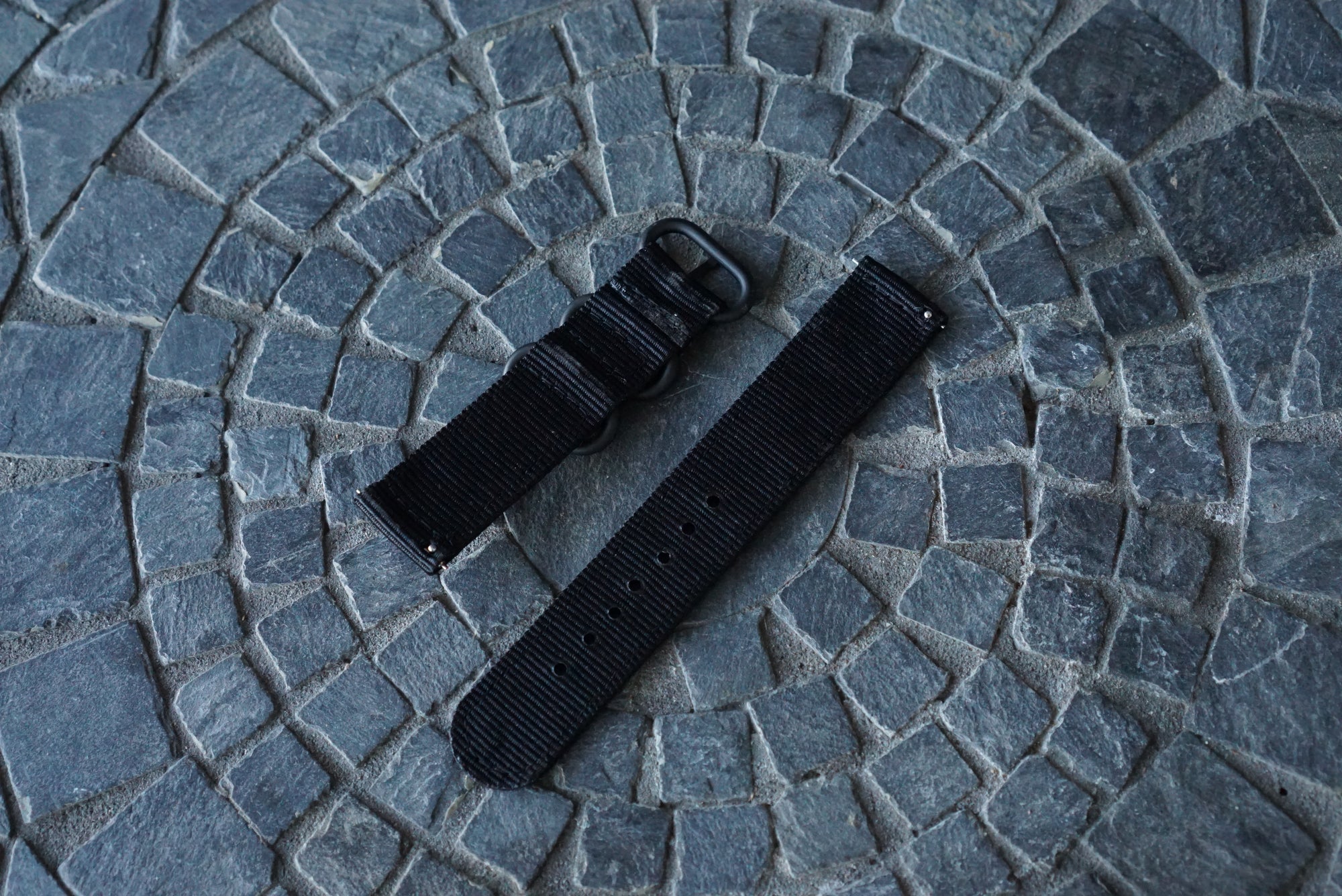 Two Piece Canvas Watch Strap (20mm) - Black Canvas