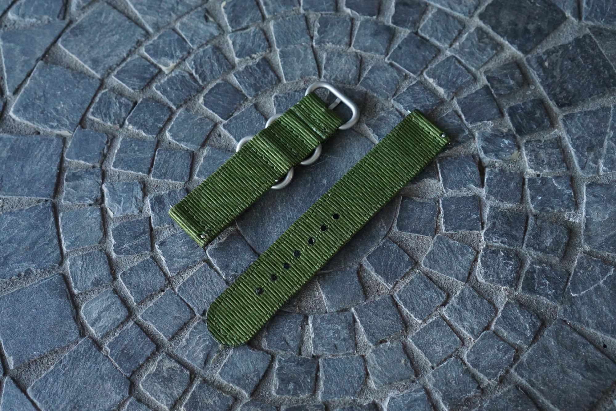 Two Piece Canvas Watch Strap (20mm) - Army Green Canvas