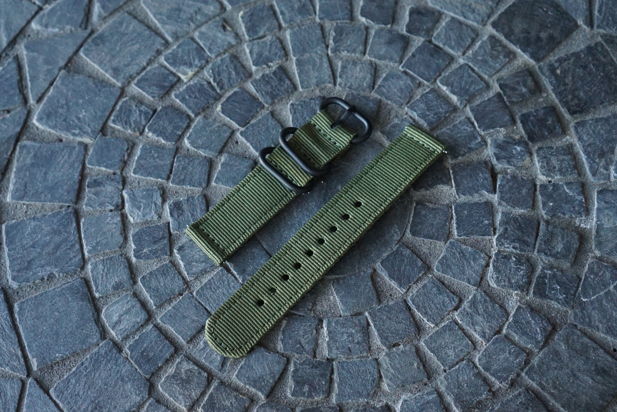 Two Piece Canvas Watch Strap (20mm) - Olive Canvas