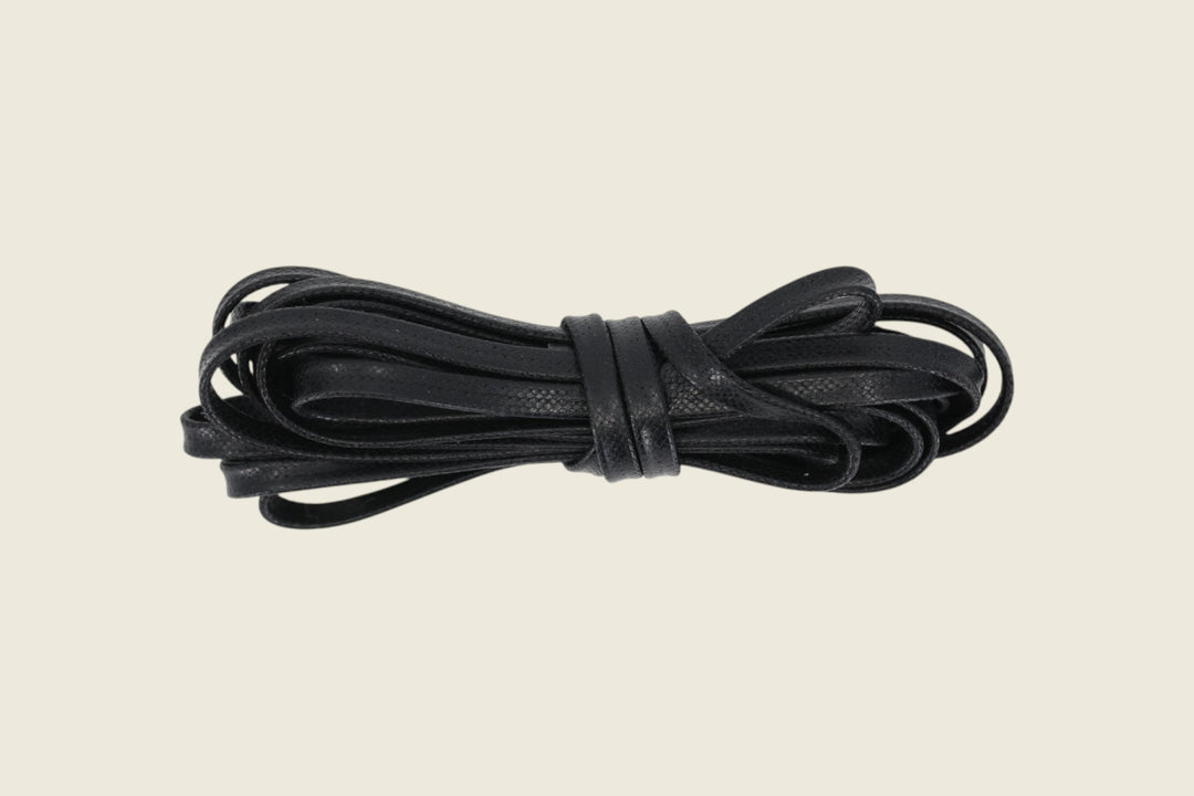 60" Italian Flat Waxed Laces Black Shoe Laces