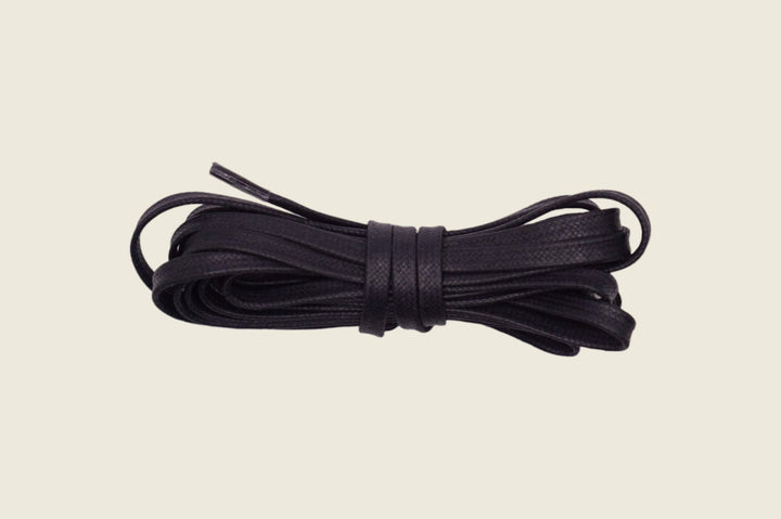 60" Italian Flat Waxed Laces Black Shoe Laces