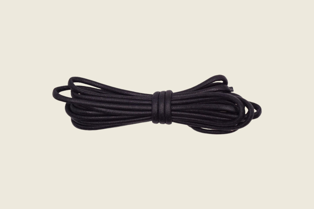 60" Italian Round Waxed Laces Black Shoe Laces