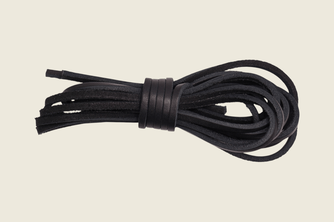 72" American Tanned Steerhide Leather Boot Laces Black Shoe Laces