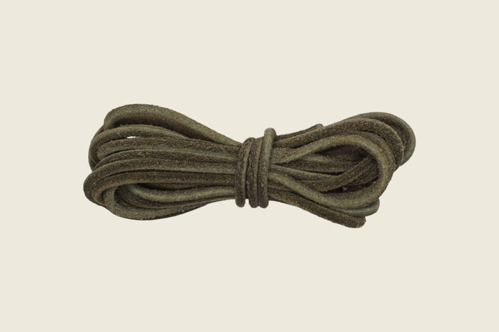 72" Italian Round Cord Leather Laces Olive Shoe Laces