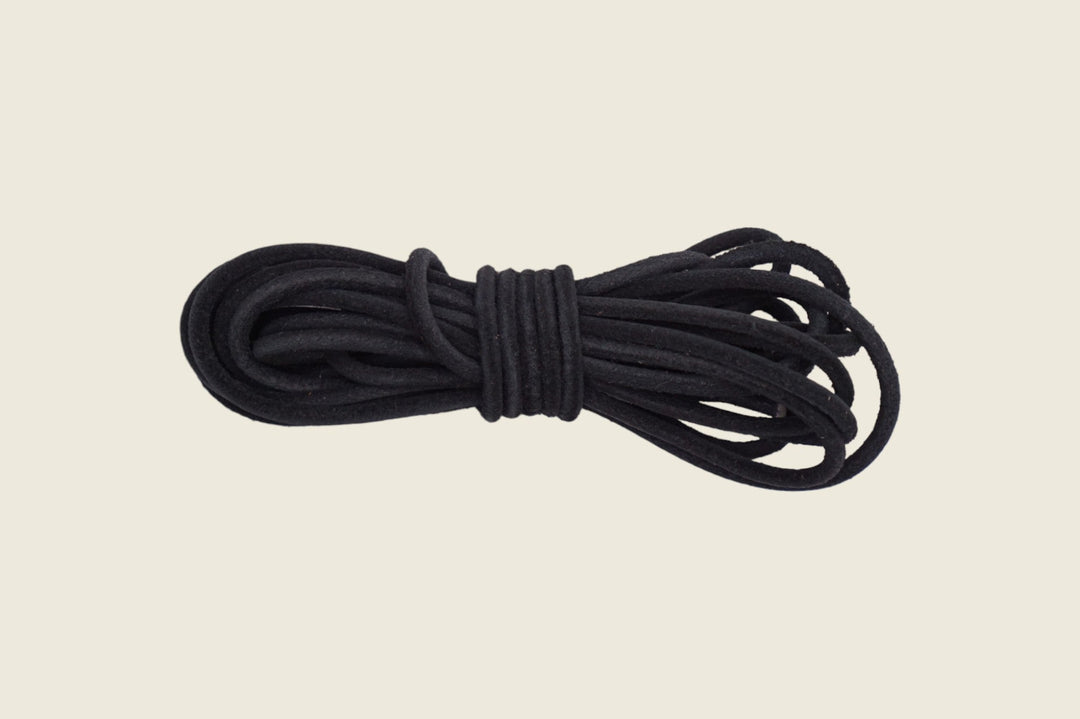 72" Italian Round Cord Leather Laces Black Shoe Laces