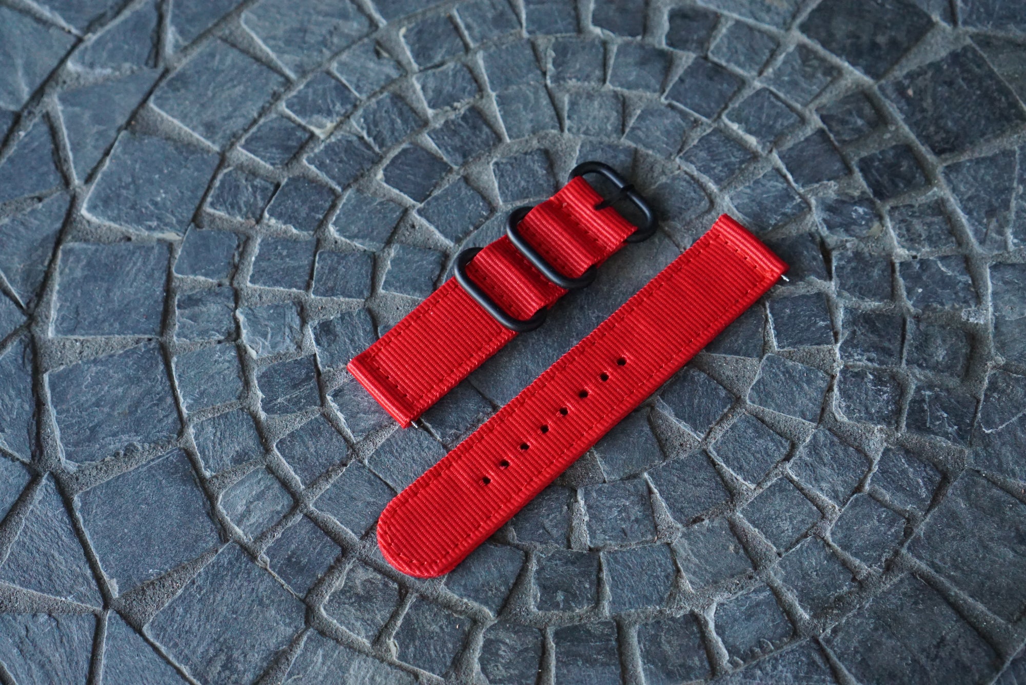 Two Piece Canvas Watch Strap (22mm) - Red Canvas