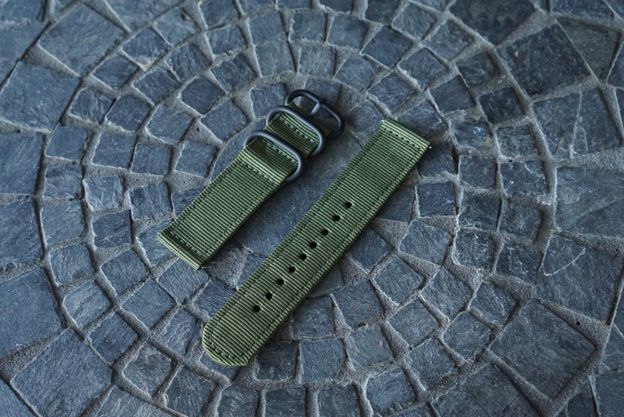 Two Piece Canvas Watch Strap (22mm) - Olive Canvas