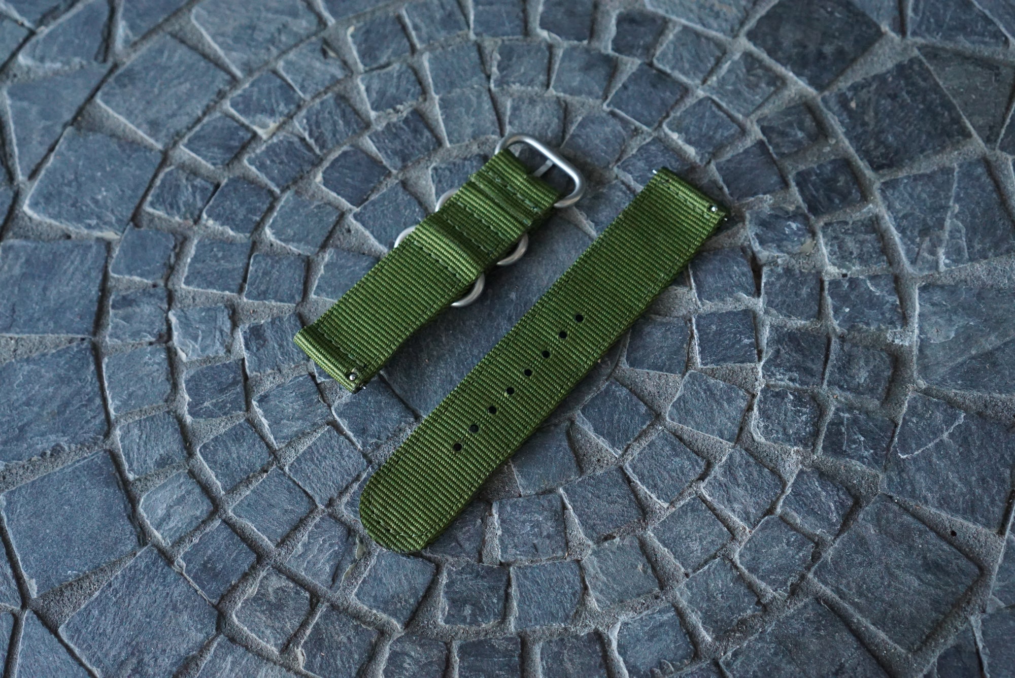 Two Piece Canvas Watch Strap (22mm) - Army Green Canvas