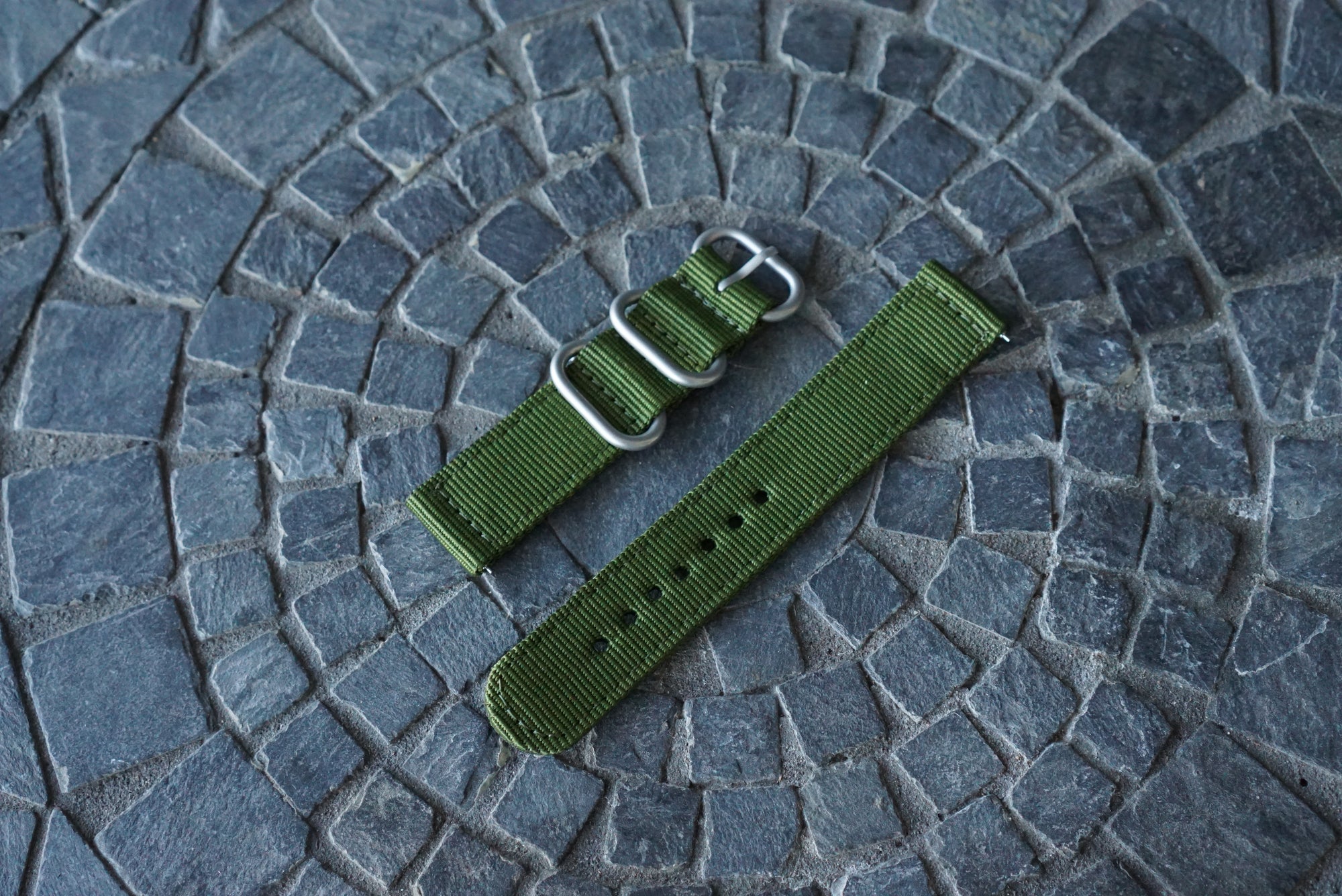 Two Piece Canvas Watch Strap (20mm) - Army Green Canvas