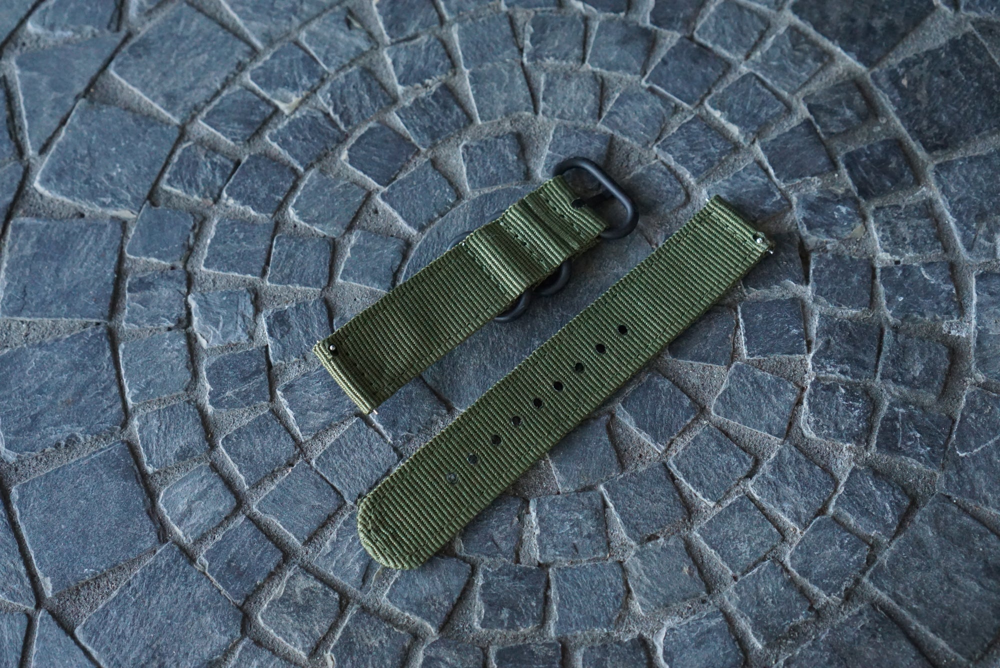 Two Piece Canvas Watch Strap (20mm) - Olive Canvas