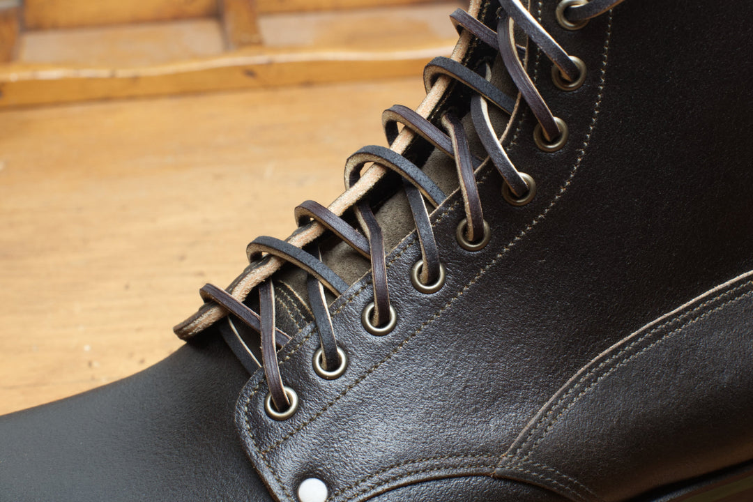 dress boot shoe laces Wellington Flat Waxed Dress Shoelaces Medium Brown / 80 cm / 31.5 in