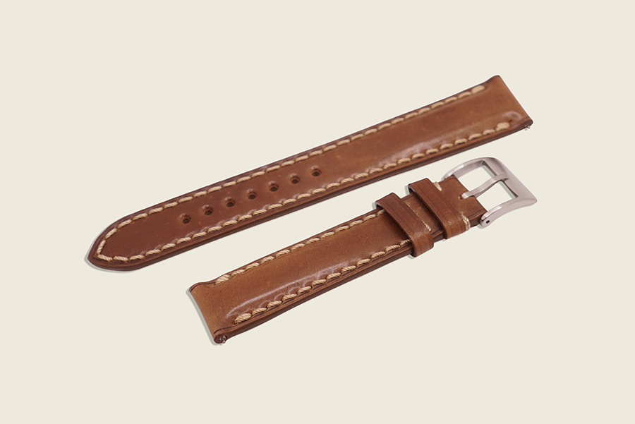 Padded Watch Strap - Horween Bourbon Shell Cordovan