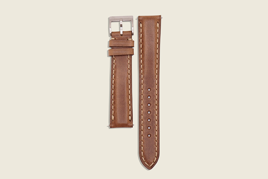 Padded Watch Strap - Horween Natural Chromexcel