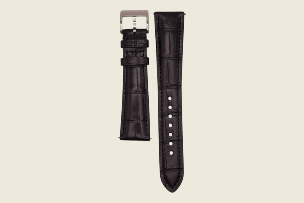 Alligator Padded Strap Black 20mm x 16mm Watch Straps