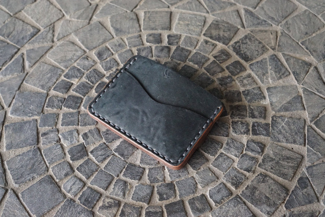 Buckler (2 Slots) - Horween Tumbled Black Shell Cordovan Front Pocket