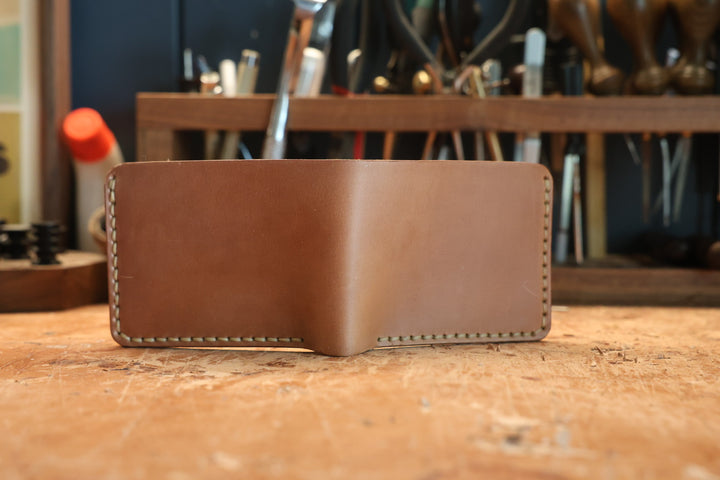 Bulwark shell cordovan exterior standing on the workbench