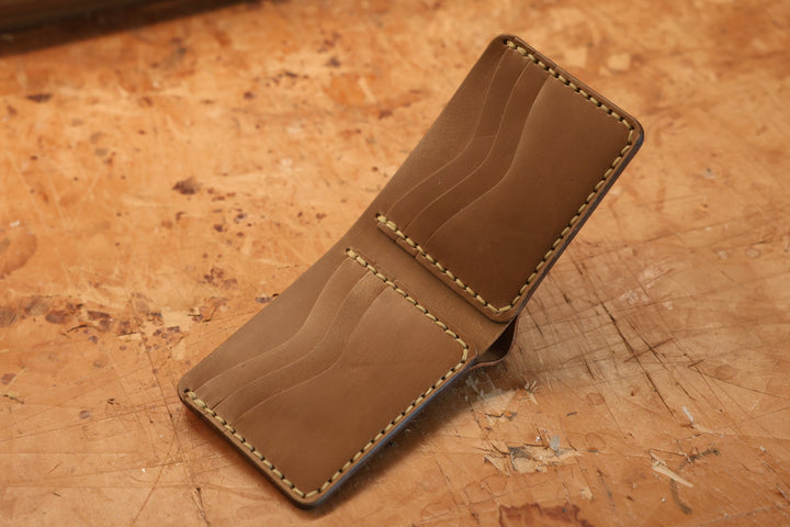 Bulwark interior in Natural Chromexcel Horsehide with six card slots and natural waxed thread