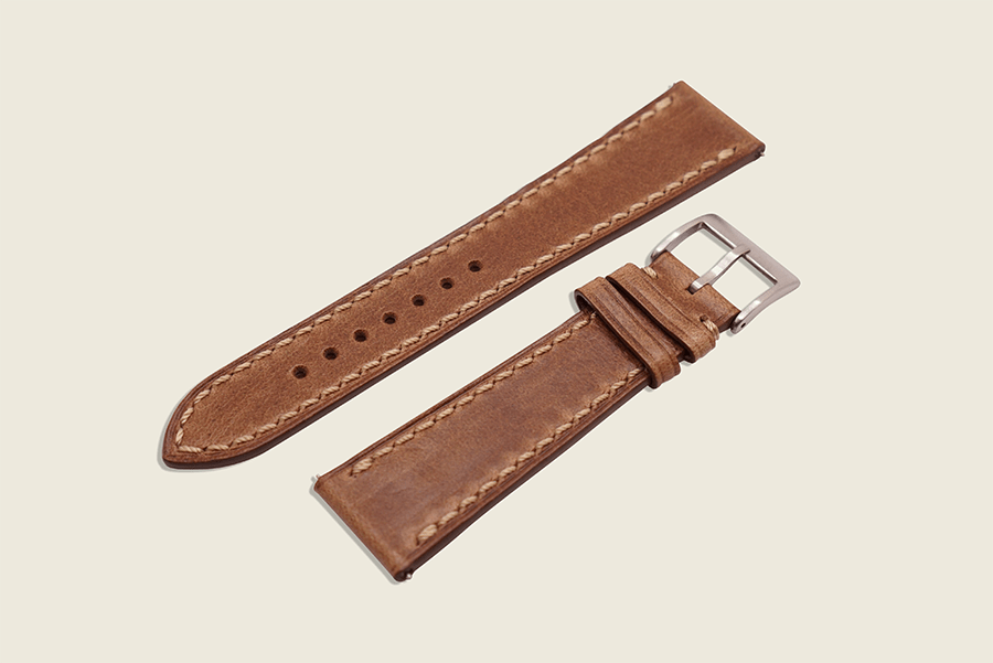 Natural Chromexcel Stitched Strap Watch Straps