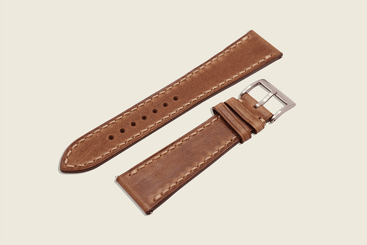 Natural Chromexcel Stitched Strap Watch Straps