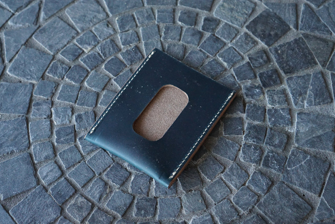 Safeguard - Horween Navy Horse Strip Front Pocket