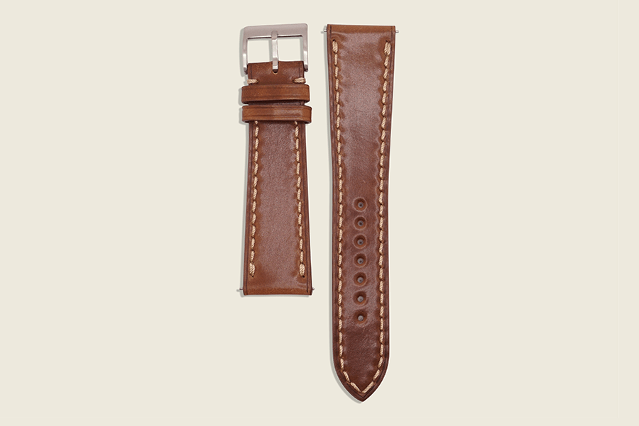 Shell Cordovan Stitched Strap Bourbon Watch Straps