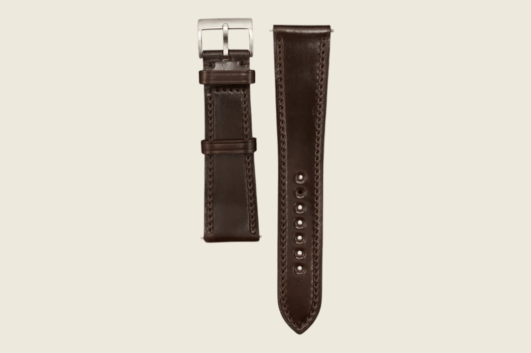 Shell Cordovan Stitched Strap Dark Cognac Watch Straps