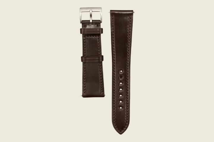 Shell Cordovan Stitched Strap Dark Cognac Watch Straps