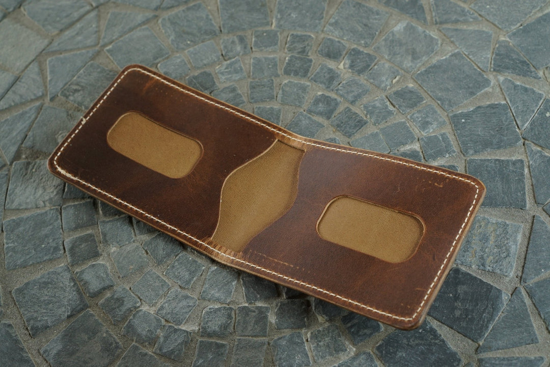 Stronghold - Natural Waxed Flesh and Brown Nut Cypress Horsehide Horween (USA) Bifold