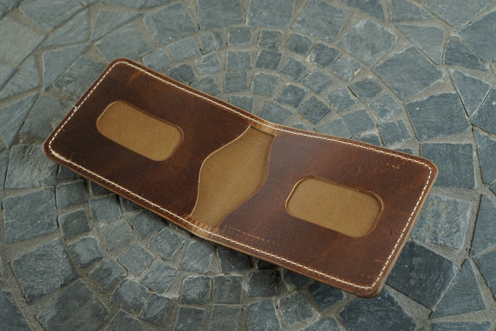 Stronghold - Natural Waxed Flesh and Brown Nut Cypress Horsehide Horween (USA) Bifold