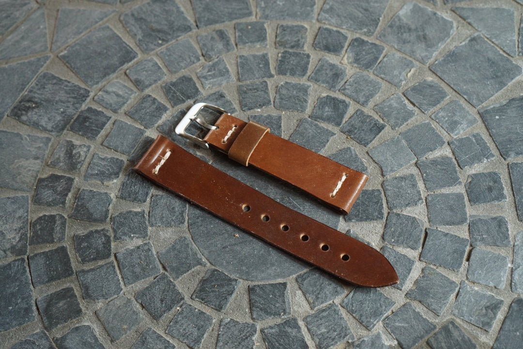 Two Piece Watch Strap (20mm) - Horween Ravello Shell Cordovan Watch Straps