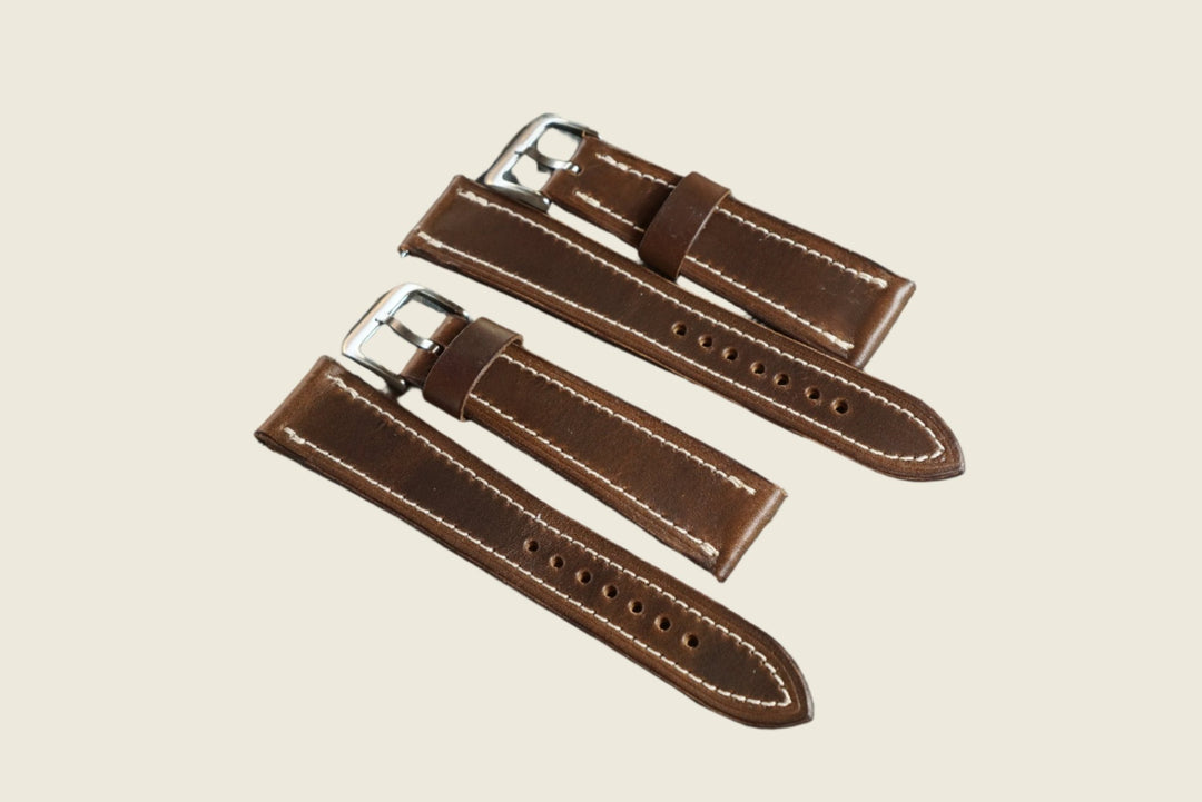 Two Piece Watch Strap (22mm) - Horween Natural Workshoe Butt Watch Straps