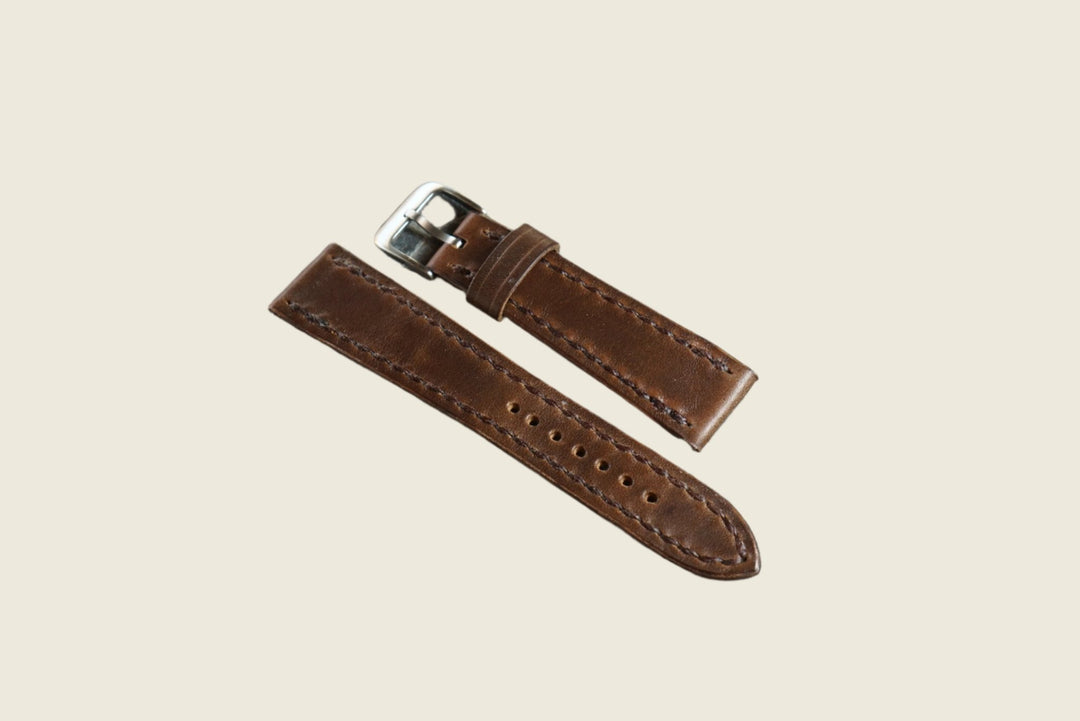 Two Piece Watch Strap (22mm) - Horween Natural Workshoe Butt Watch Straps