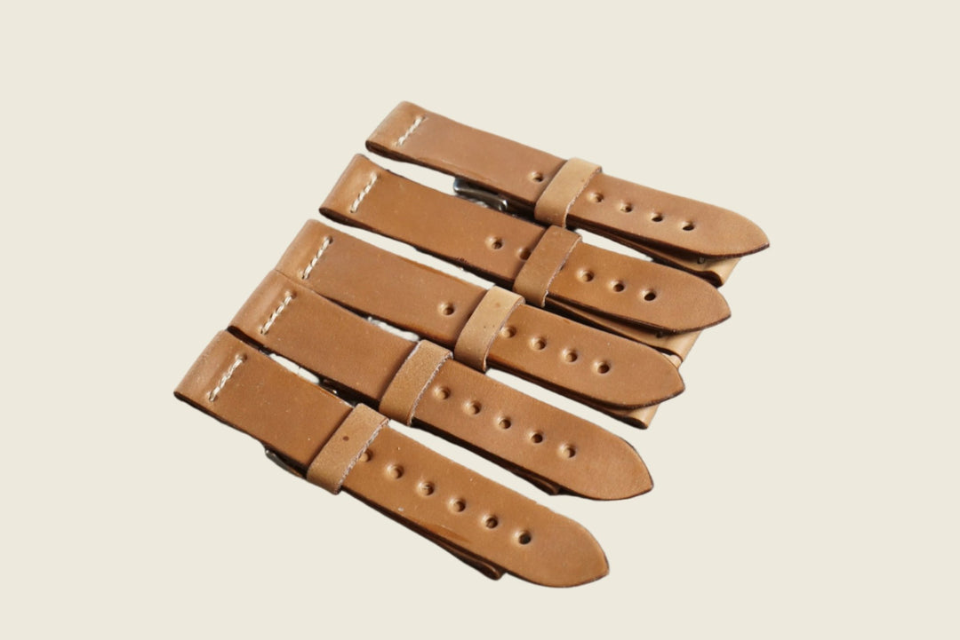 Two Piece Watch Strap (22mm) - Horween Unglazed Natural Shell Cordovan Watch Straps