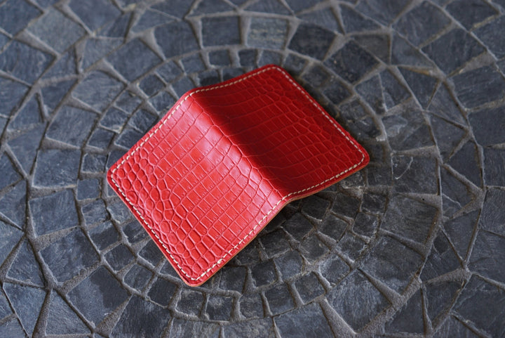 Warden - Candy Apple Red American Alligator and Barenia Gold Calfskin Bifold