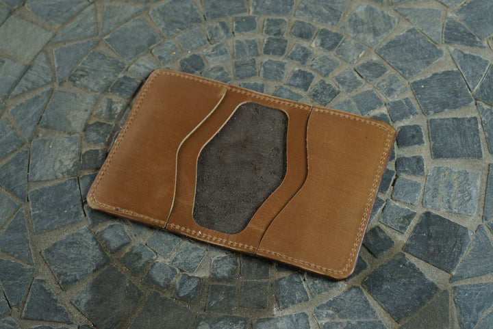 Warden - Dark Brown Ostrich and Natural CXL Horsehide Horween (USA) Bifold