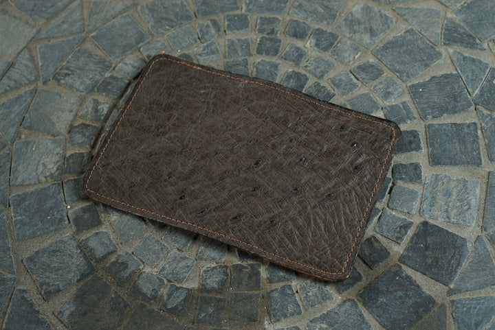 Warden - Dark Brown Ostrich and Natural CXL Horsehide Horween (USA) Bifold