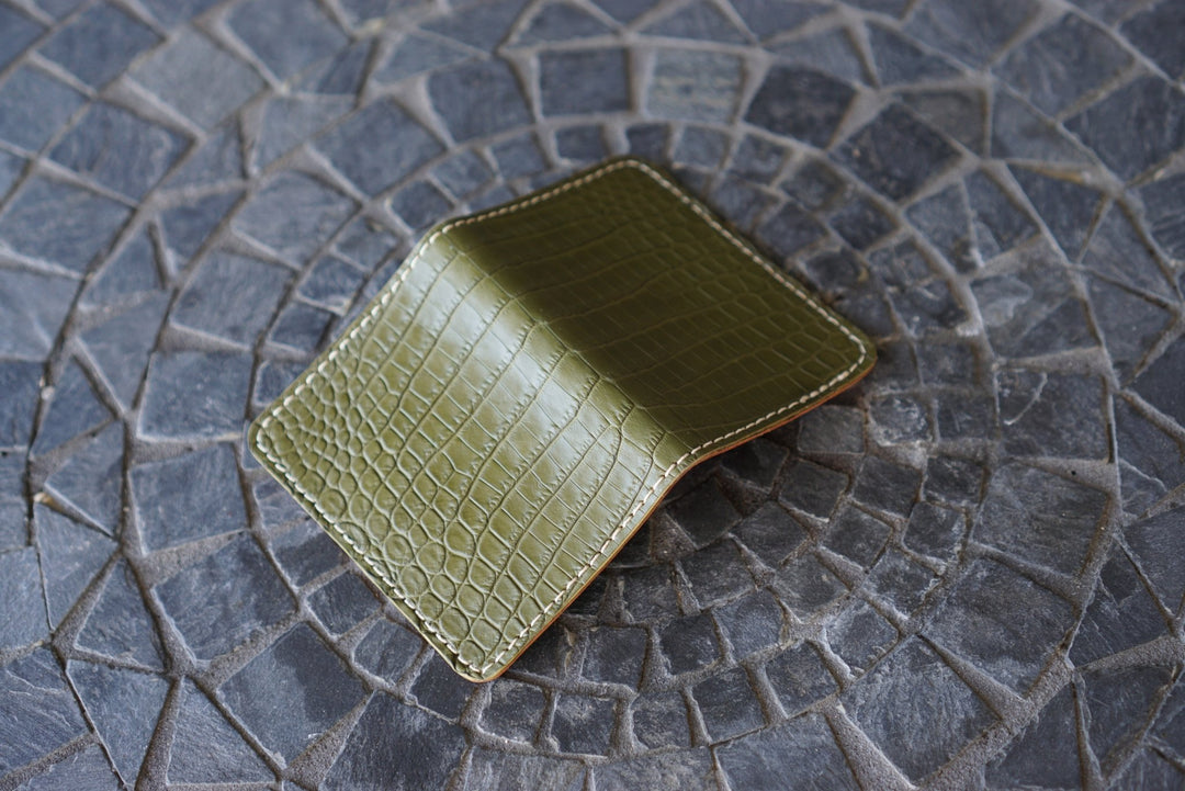 Warden - Green American Alligator and Horween 1940s Calfskin Bifold