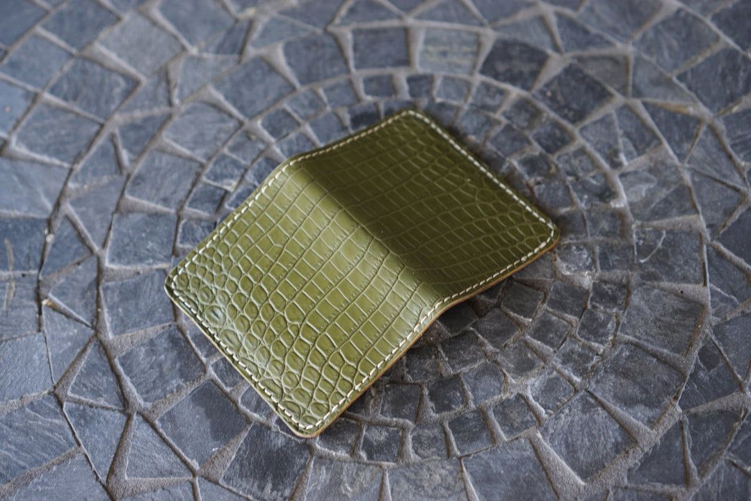 Warden - Green American Alligator and Maryam Salvia Horsebutt Bifold