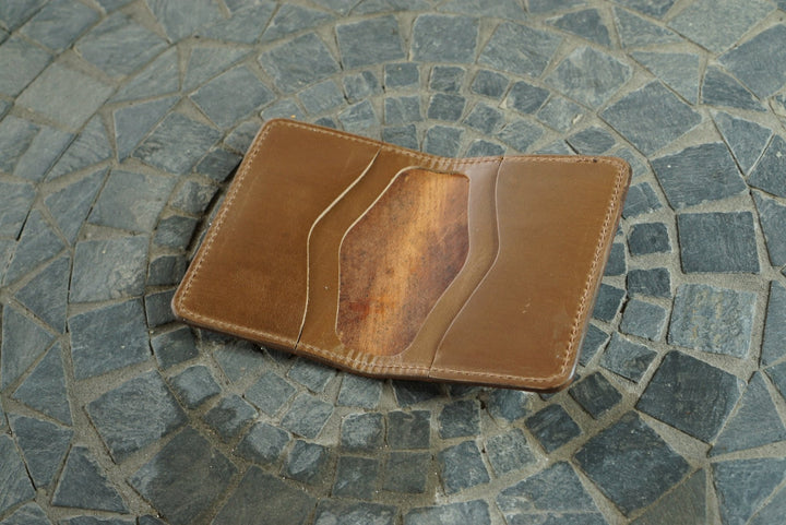 Warden - Natural Russian Print Shell Cordovan Rocado and Horween Natural CXL Horsehide Bifold