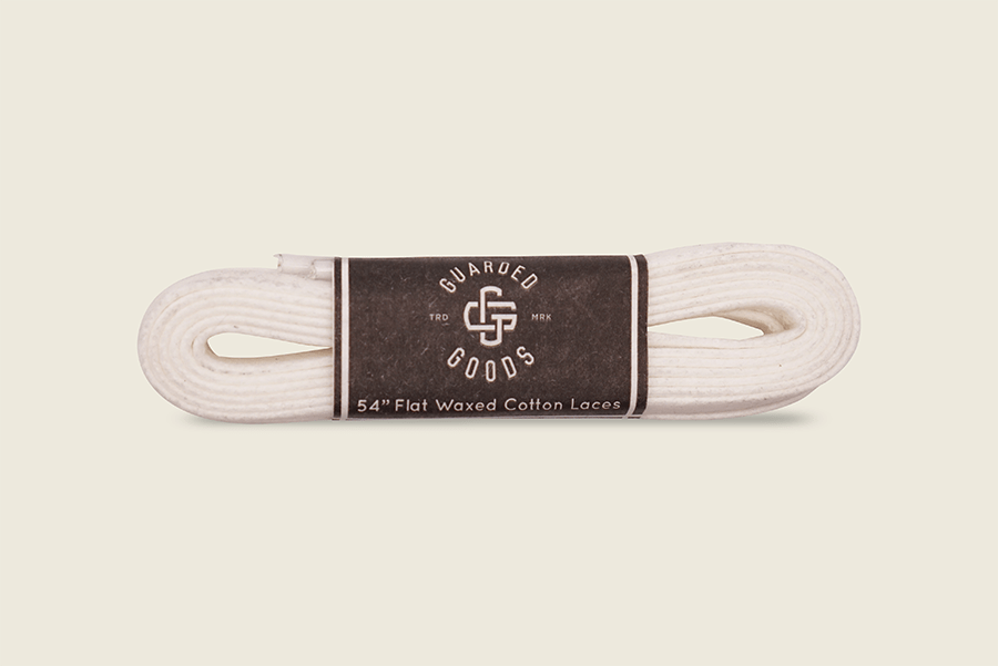 54" Wide Flat Waxed Boot Laces White Shoe Laces