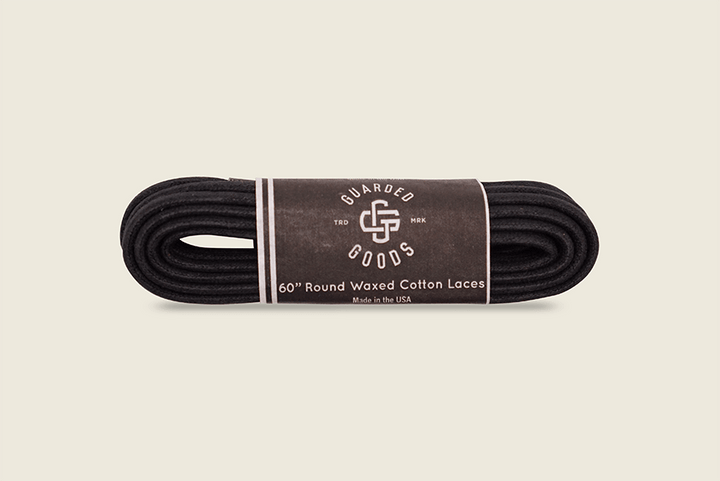 60" Round Cord Waxed Boot Laces Black Shoe Laces