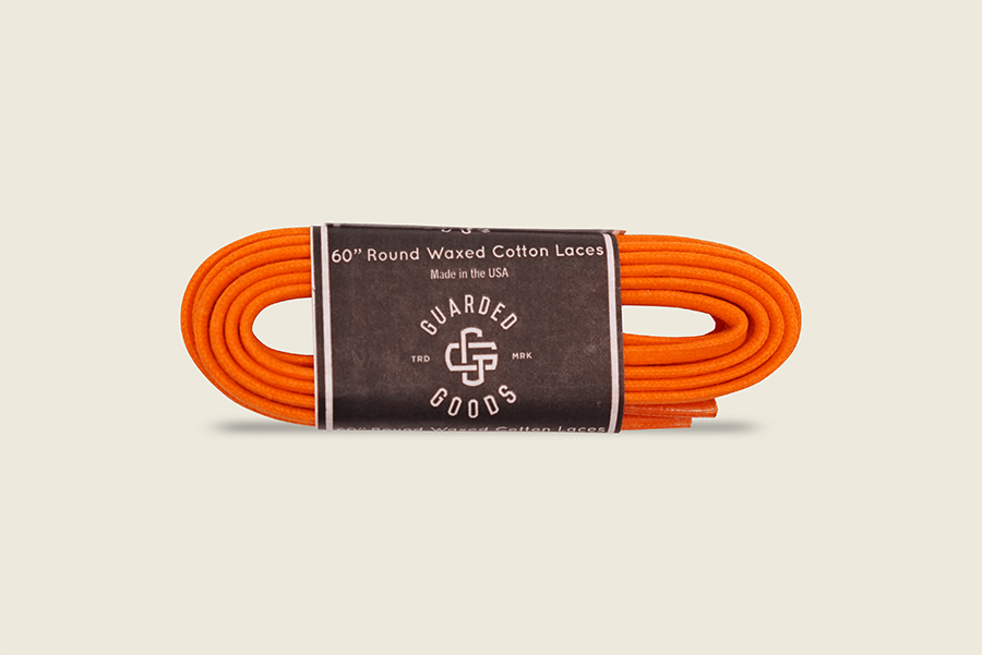 60" Round Cord Waxed Boot Laces Orange Shoe Laces