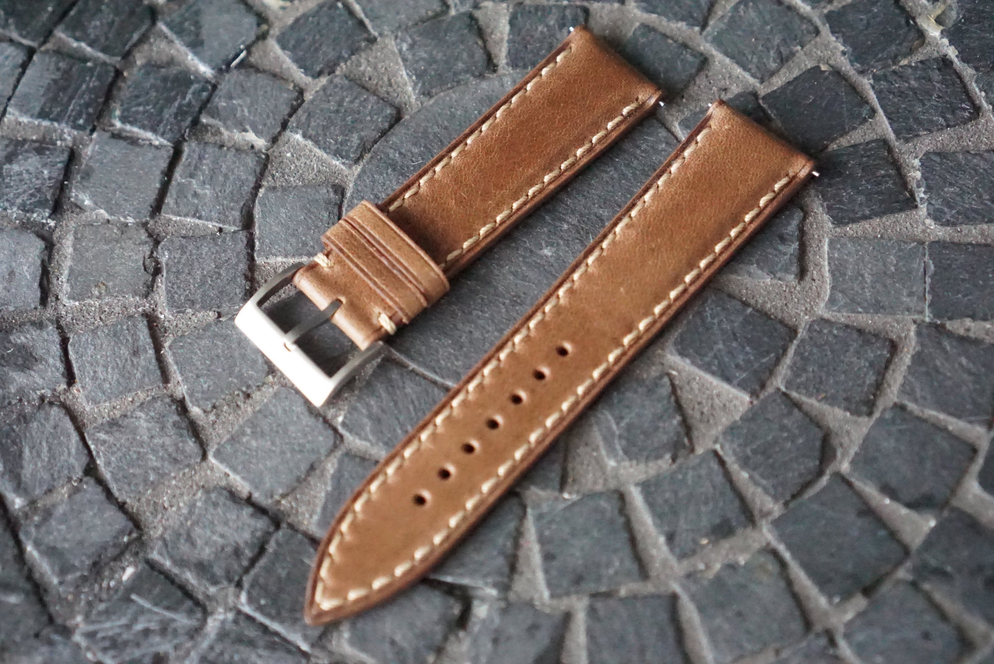 Two Piece Watch Strap (22mm) - Horween Natural Chromexcel