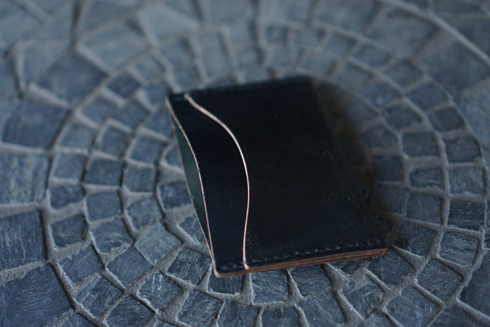 Bastion - Horween Tumbled Black Shell Cordovan Front Pocket