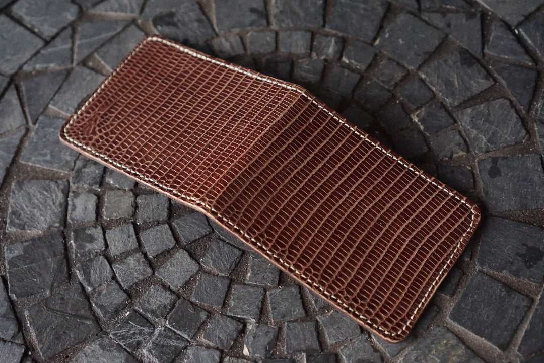 Stronghold - Brown Ring Lizard and Natural Lo Stivale Calfskin Bifold