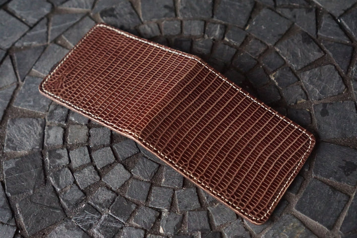 Stronghold - Brown Ring Lizard and Natural Lo Stivale Calfskin Bifold