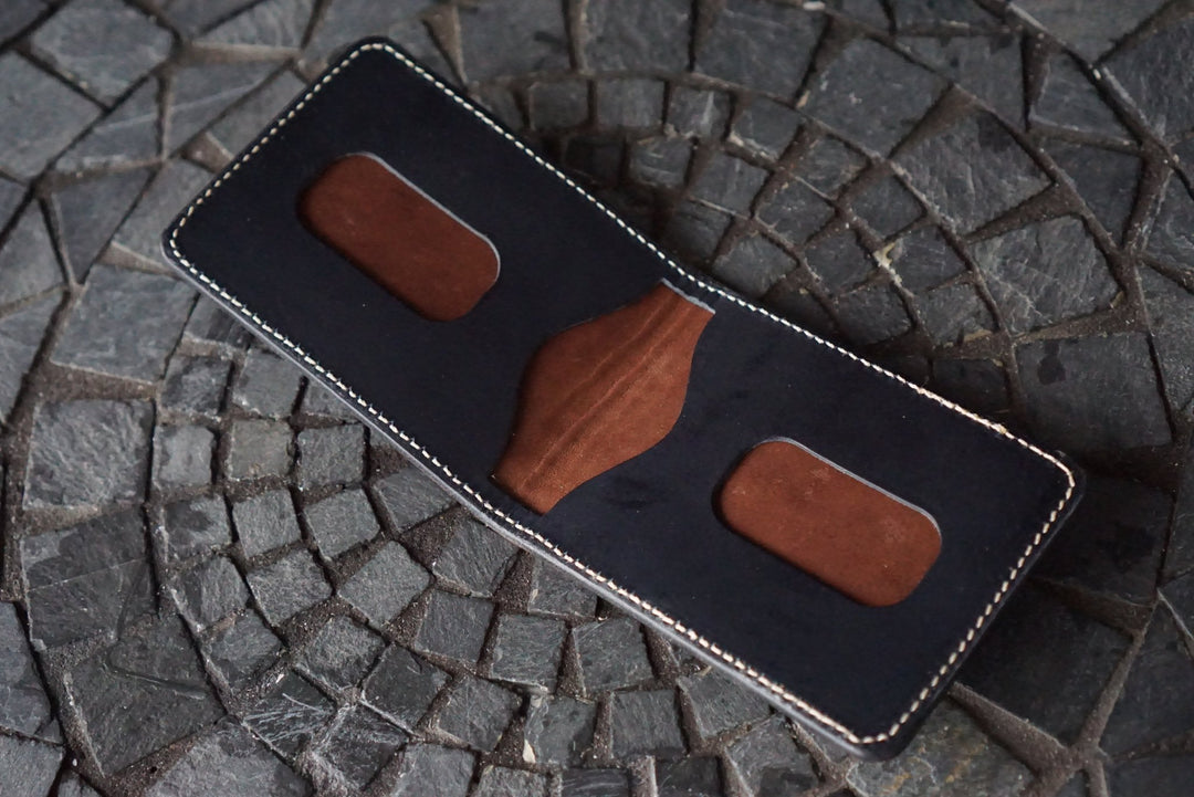 Stronghold - Brown Ring Lizard and Navy Lo Stivale Calfskin Bifold