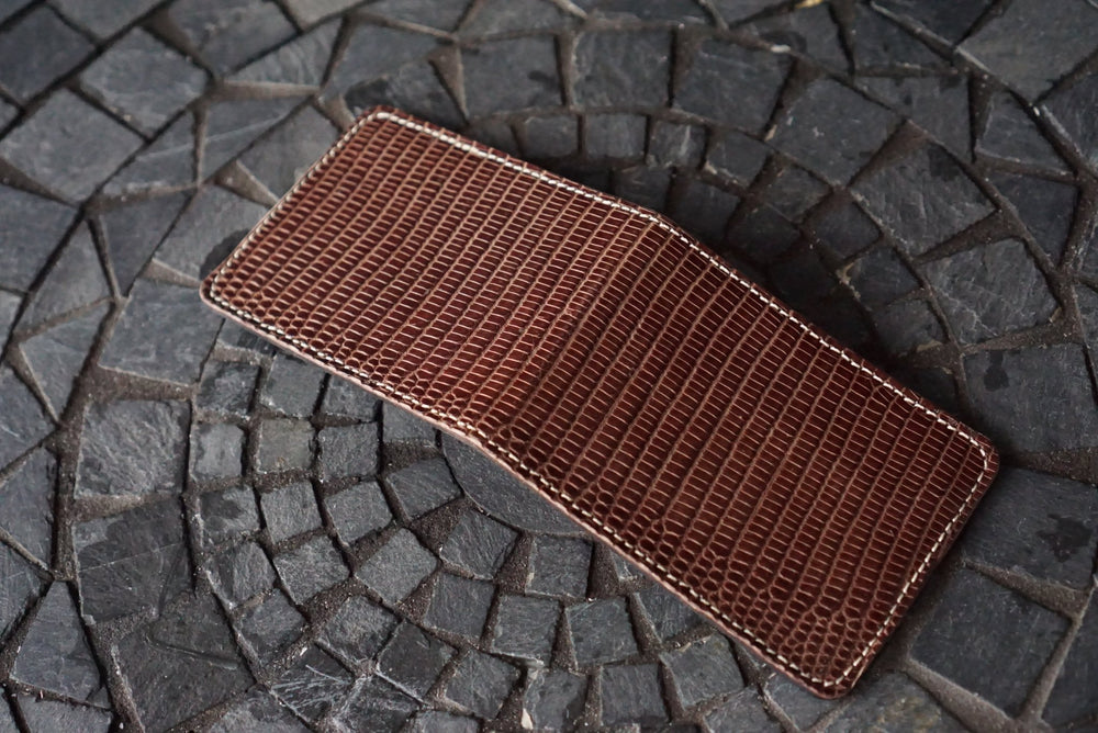 Stronghold - Brown Ring Lizard and Navy Lo Stivale Calfskin Bifold