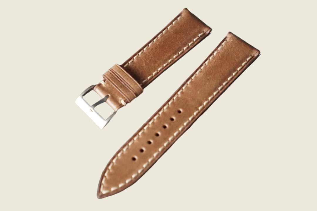 Two Piece Watch Strap (22mm) - Horween Natural Chromexcel Watch Straps