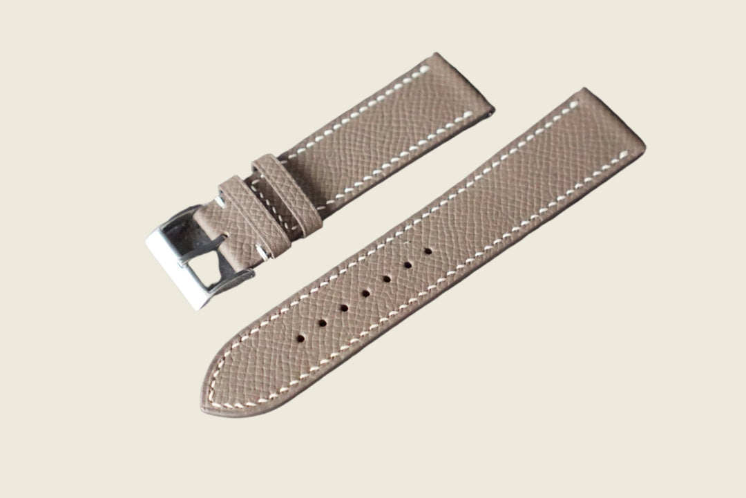 Two Piece Watch Strap (22mm) - Riviera Taupe Calfskin Watch Straps